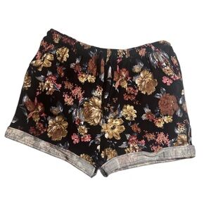 Floral Print Drawstring Shorts With Pockets